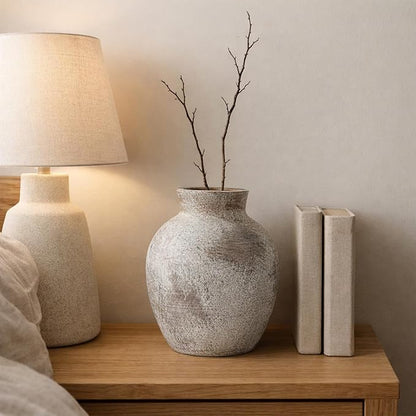 Handmade Terracotta Vase 6.1" – Wabi-Sabi Rustic Farmhouse Decor