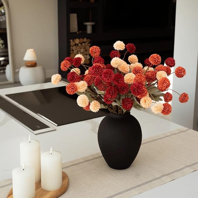 SilkSerenade Large Matte Black Iron Vase – Wabi Sabi Farmhouse Decor
