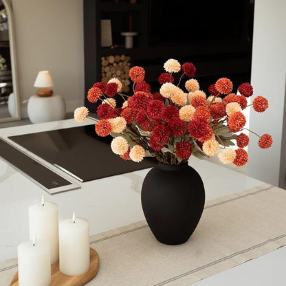 SilkSerenade Large Matte Black Iron Vase – Wabi Sabi Farmhouse Decor