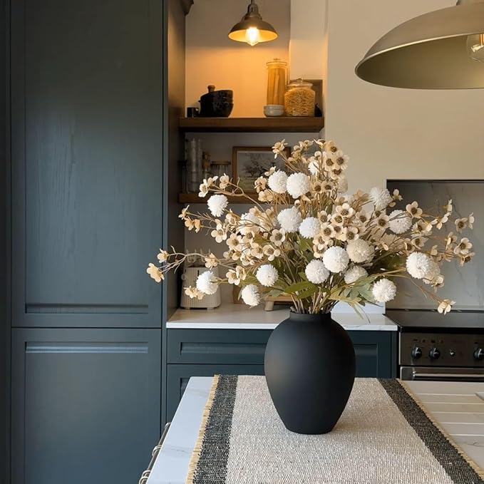 SilkSerenade Large Matte Black Iron Vase – Wabi Sabi Farmhouse Decor