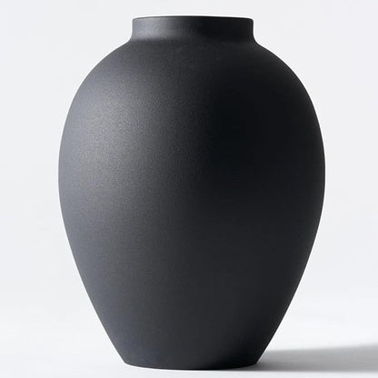 SilkSerenade Large Matte Black Iron Vase – Wabi Sabi Farmhouse Decor