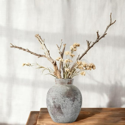 Handmade Terracotta Vase 6.1" – Wabi-Sabi Rustic Farmhouse Decor