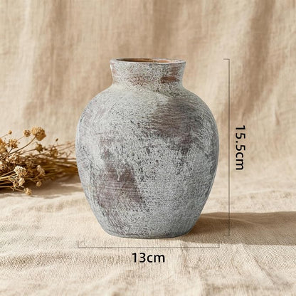 Handmade Terracotta Vase 6.1" – Wabi-Sabi Rustic Farmhouse Decor